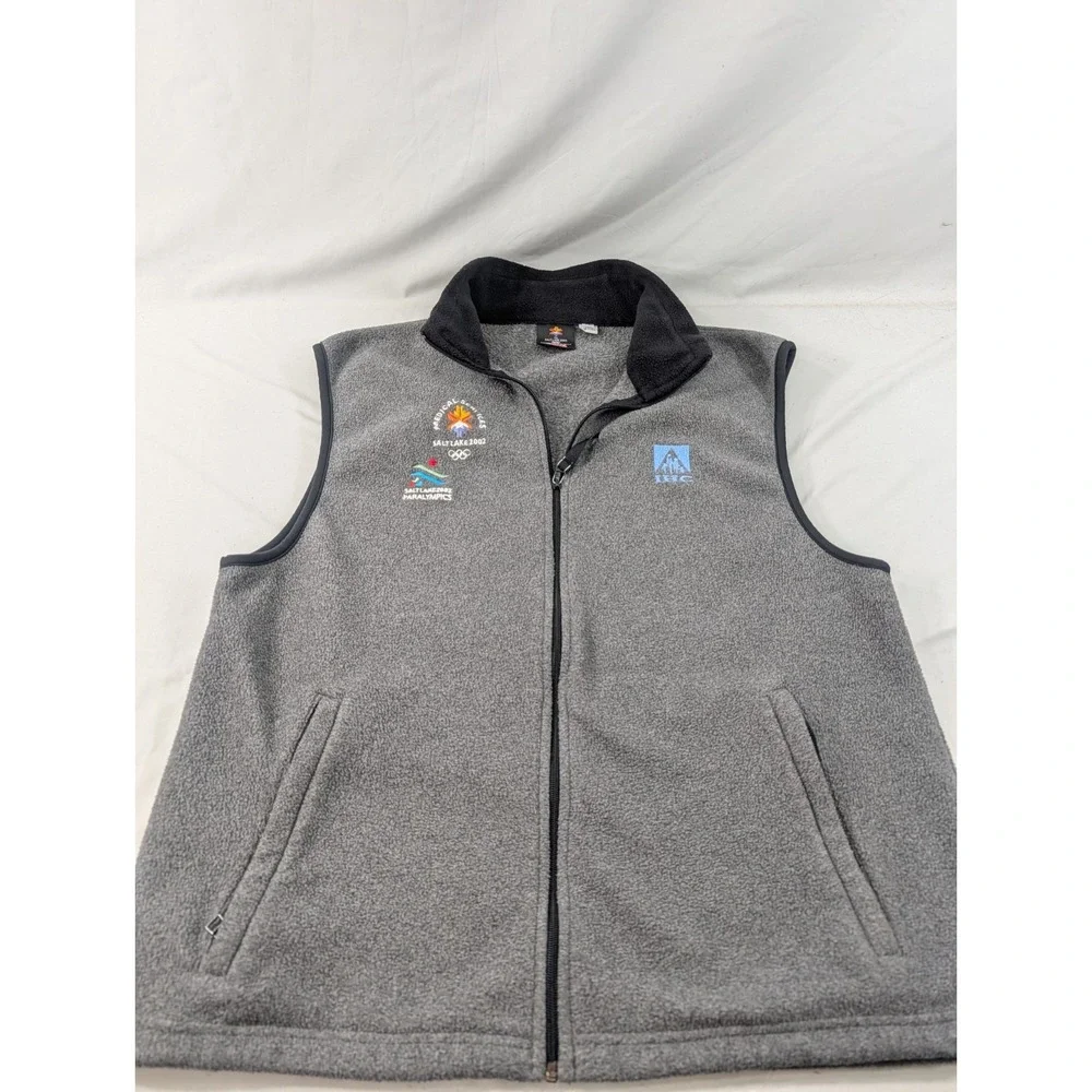 2002 Salt Lake Olympic Games Marker Gray XL Front Zip Fleece Vest